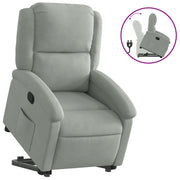 Poltrona | Sedia Relax Alzapersona Reclinabile Grigio Chiaro in Velluto