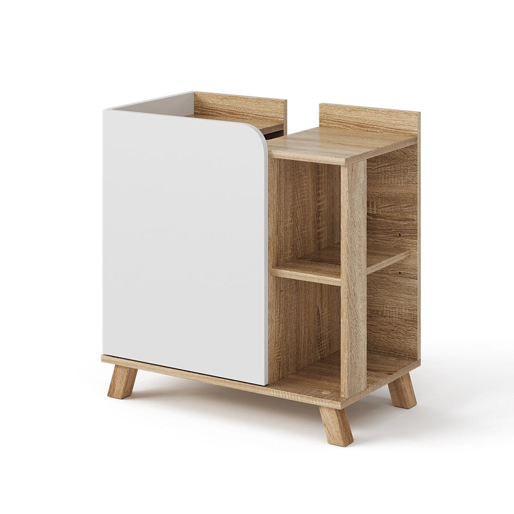 Vicco Mobile sottolavabo per bagno Sonoma/Bianco 60 x 65 cm con anta e vani a giorno