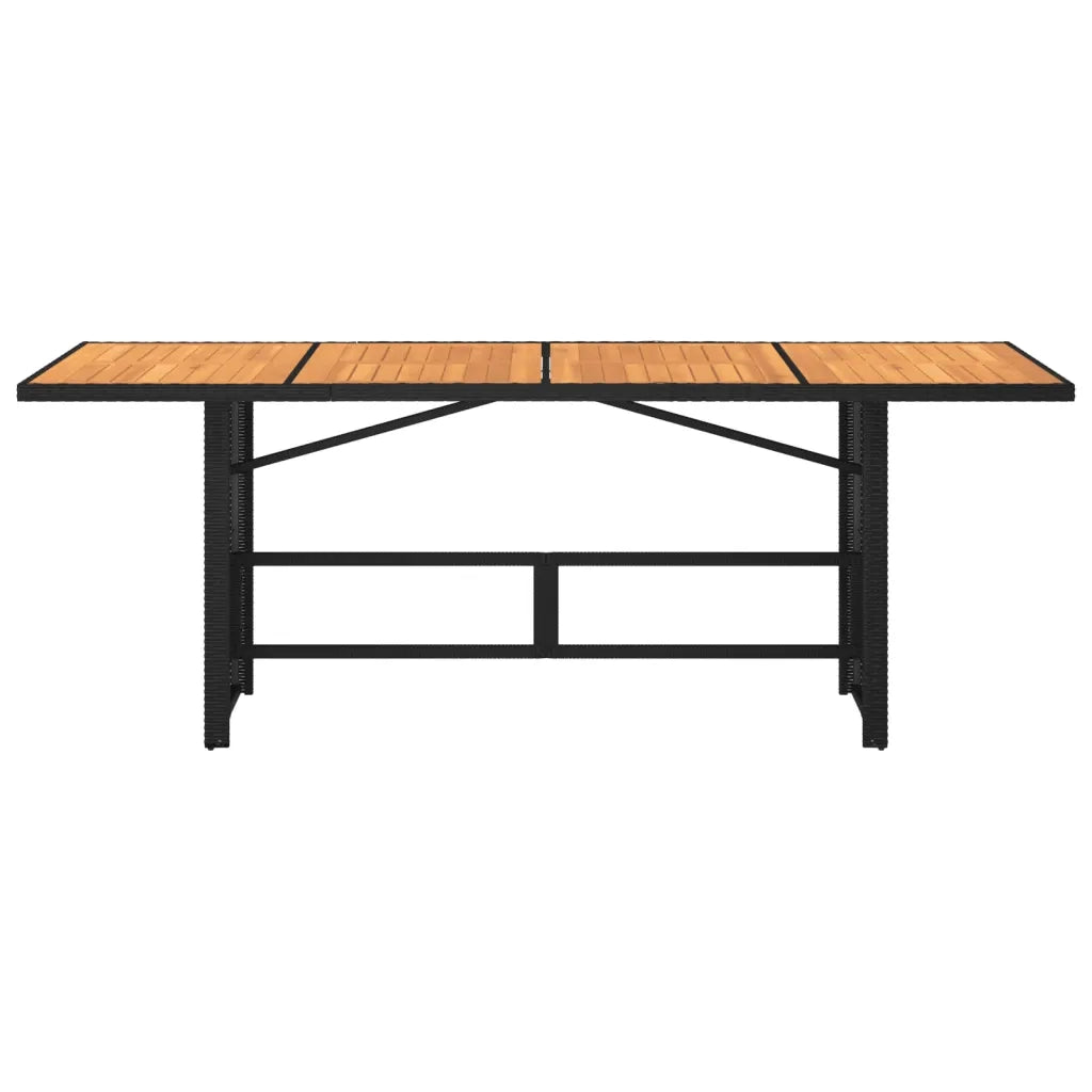 Tavolo Giardino Piano Legno Acacia Nero 190x80x75 cm Polyrattan 365600