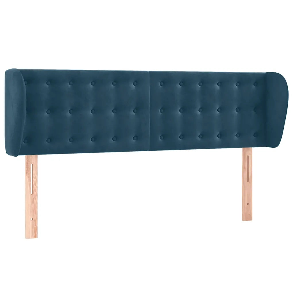 Testiera | Testata ad Orecchio Blu Scuro 147x23x78/88 cm in Velluto
