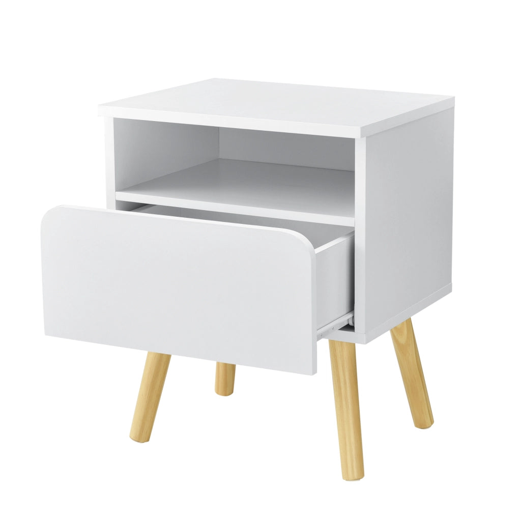 Comodino Dargaville con Cassetto e Vano Portaoggetti 50x40x34 cm - Bianco [en.casa]