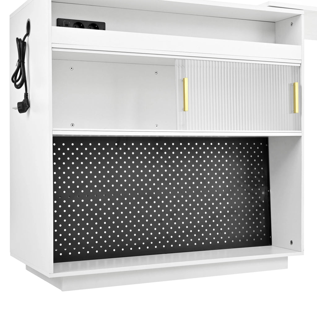 Tavolo Bar Allungabile ¨C MINIMAL ¨C Bianco, con LED e Vano Contenitore