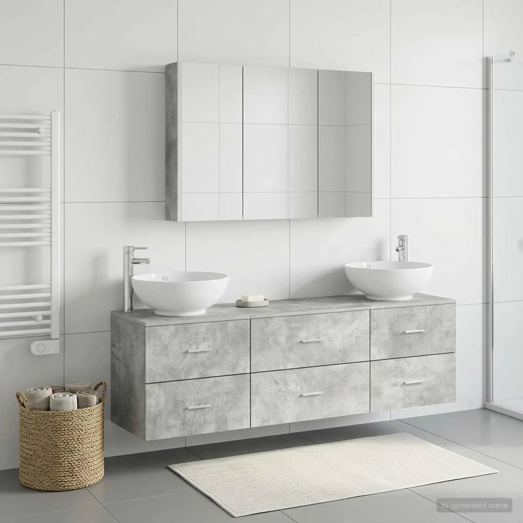 Set di mobili per il bagno 4 pcs Grigio Cemento 3406946