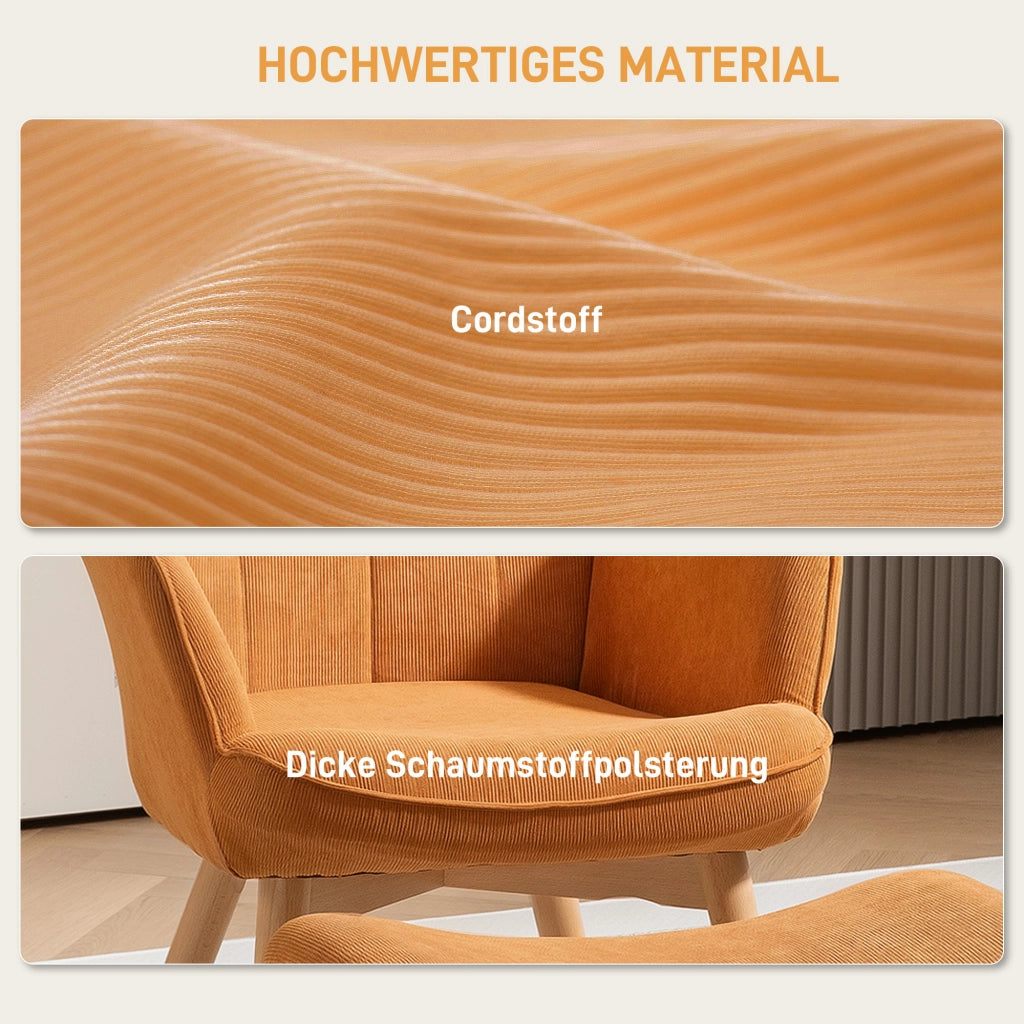 POLTRONA con pouf 72x80x101 cm in poliestere marrone