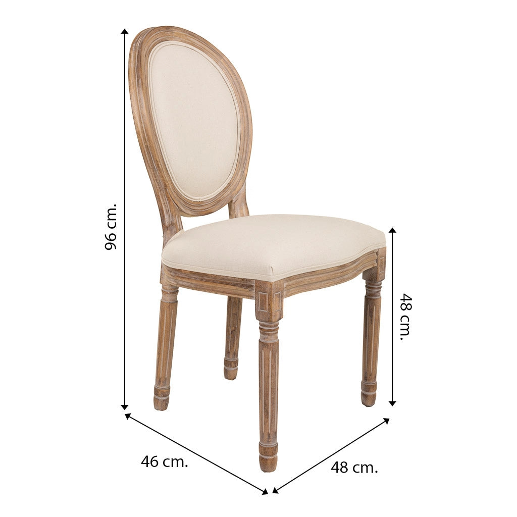 Sedia in legno imbottita beige 48x46x48/96h