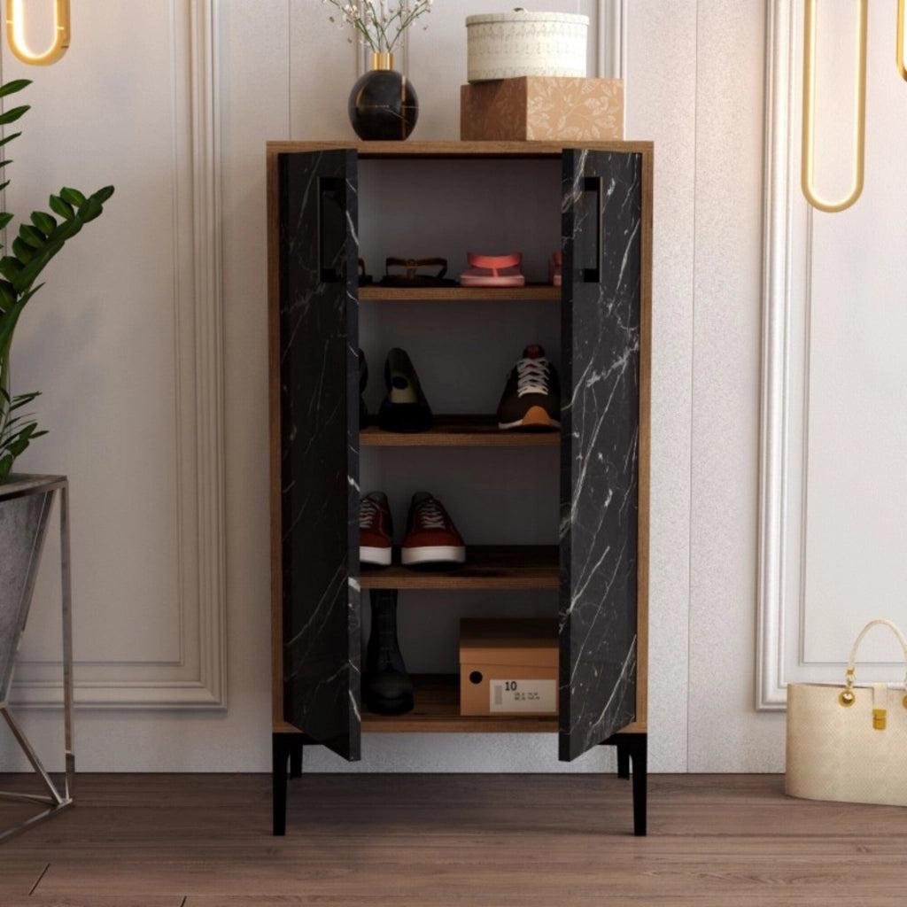 Mobile Portascarpe Ngerulmud, Scarpiera 8 Paia, 60x35x111h cm Marrone Noce