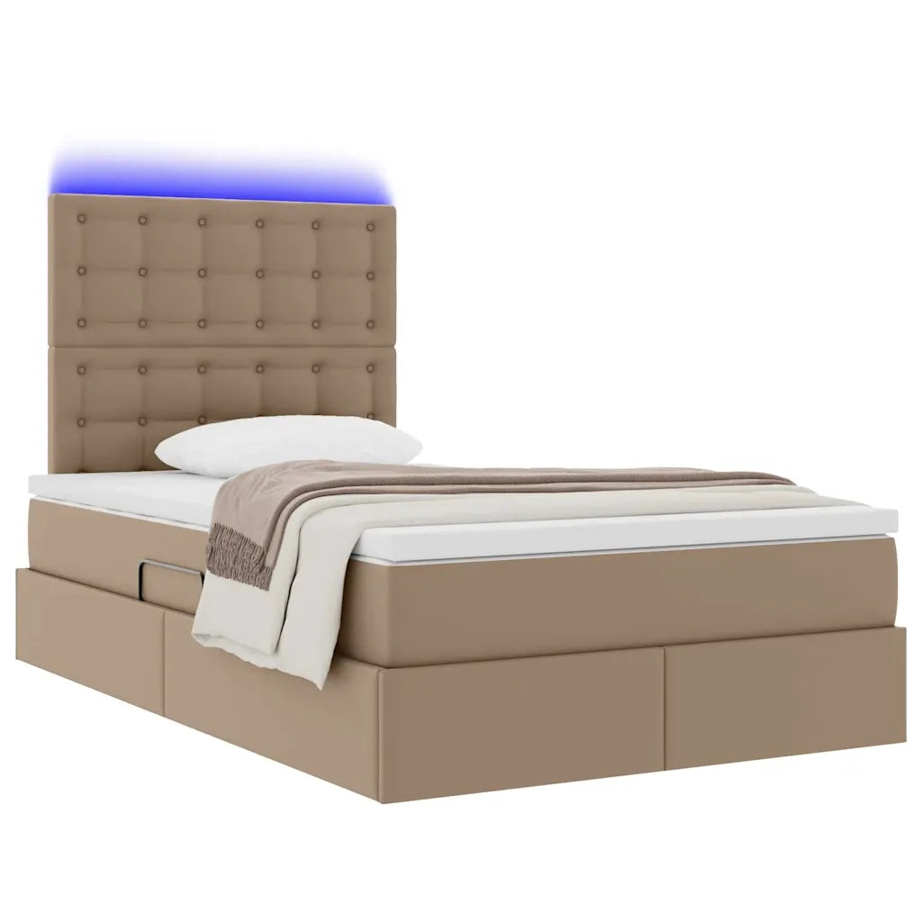 Letto con contenitore e LED con led Cappuccino 120 x 200 cm