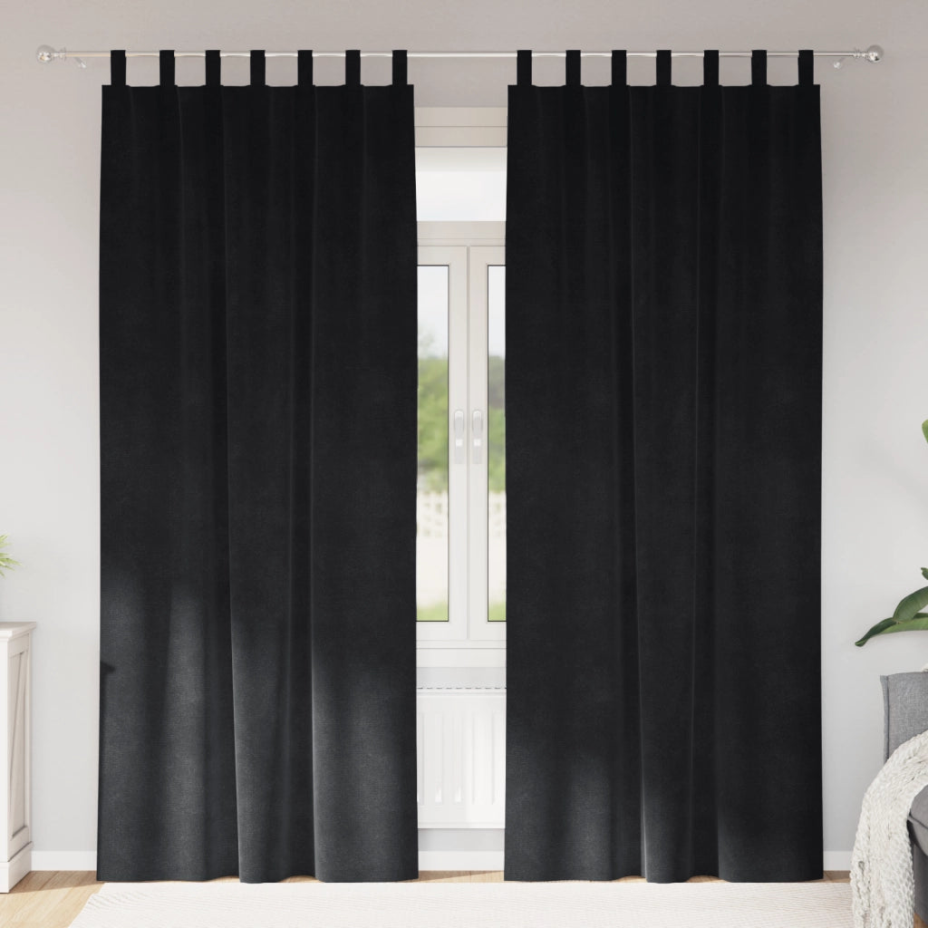 Tende oscuranti  con anelli da appendere 2 pz in velluto nero