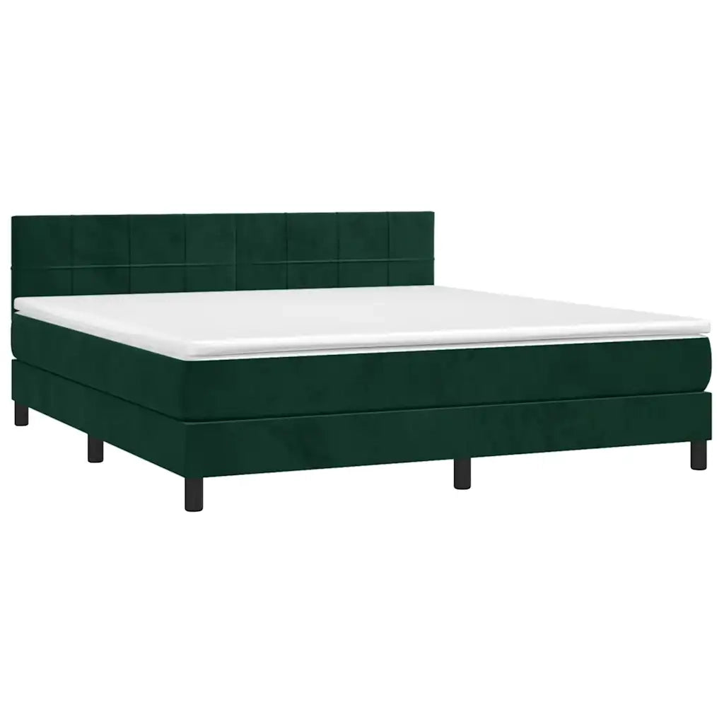 Letto a Molle con Materasso e LED Verde Scuro 180x200cm Vellutocod mxl 74922