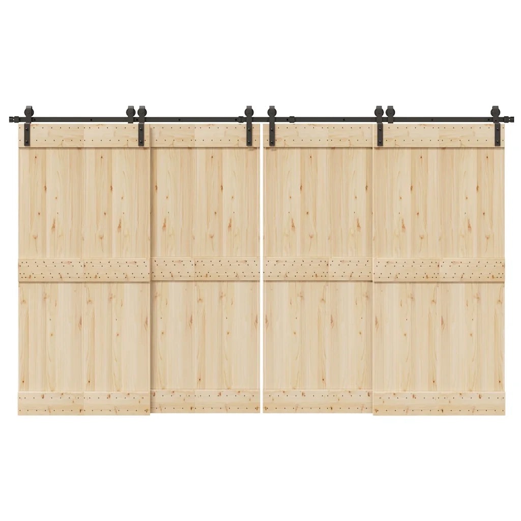 Kit di Binari per Porte Scorrevoli 366 cm Acciaio Nero CFW1419320