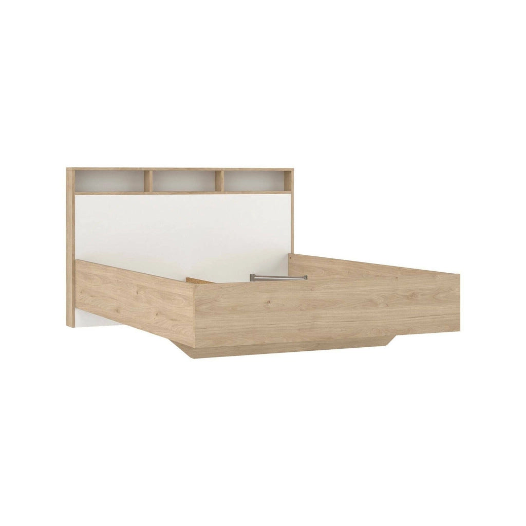 Letto piazza e mezza Zinasco, Sommier per camera da letto, Giroletto per stanza, Struttura porta materasso, 206x150 h97 cm, Rovere e Bianco