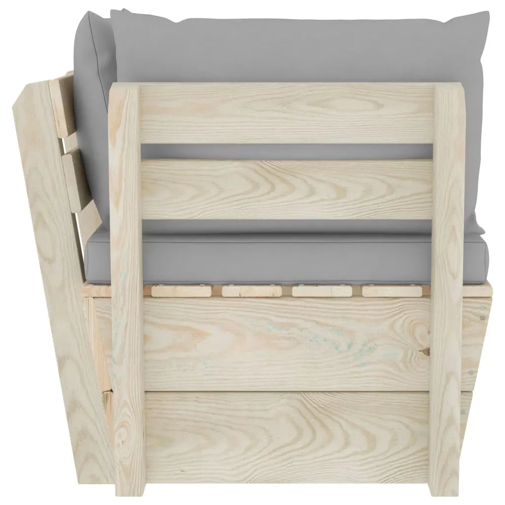 Divano Angolare da Giardino su Pallet e Cuscini Legno di Abete 3063349