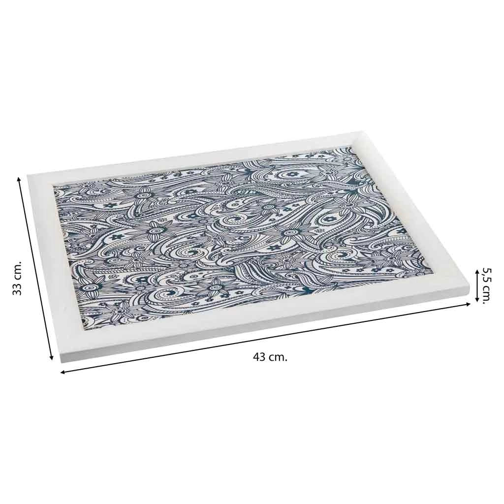 Vassoio in legno laccato bianco 43x33x5,5h