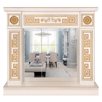 Camino Decorativo da Pavimento 102x110x30 cm con Specchio  Versailles Gold Plus Avorio