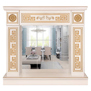 Camino Decorativo da Pavimento 102x110x30 cm con Specchio  Versailles Gold Plus Avorio