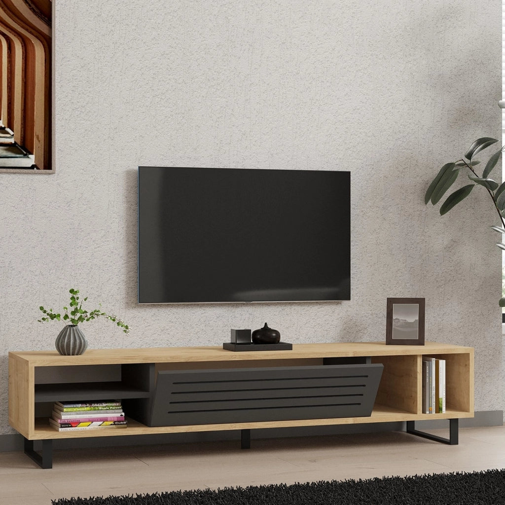 Sovico, Mobile Porta tv un Ripiano, 160x40x35h cm Nero Antracite