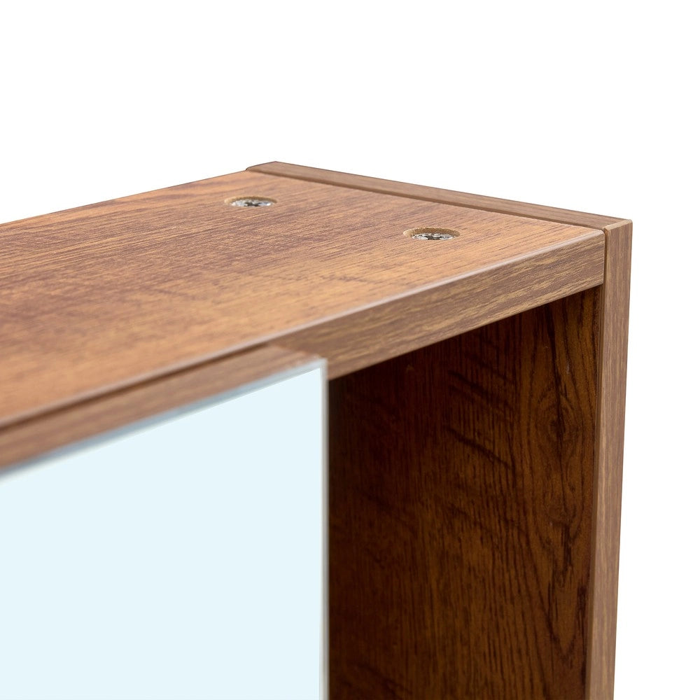 Armadietto da bagno con specchio ¨C Minimal ¨C colore rovere, materiale MDF, ripiani aperti