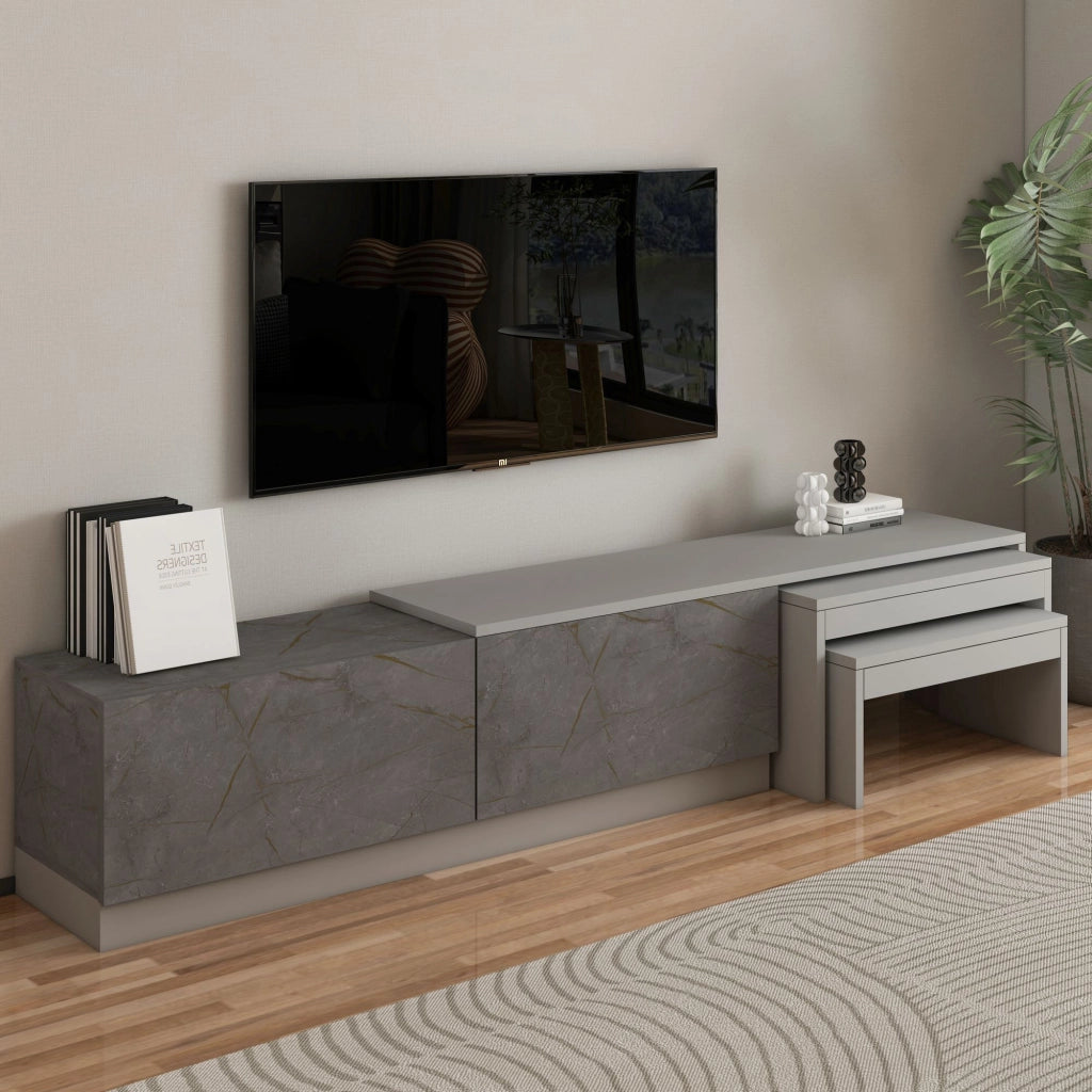 Porta TV in legno "Nest" - 180 x 30 x 36 cm - Grigio
