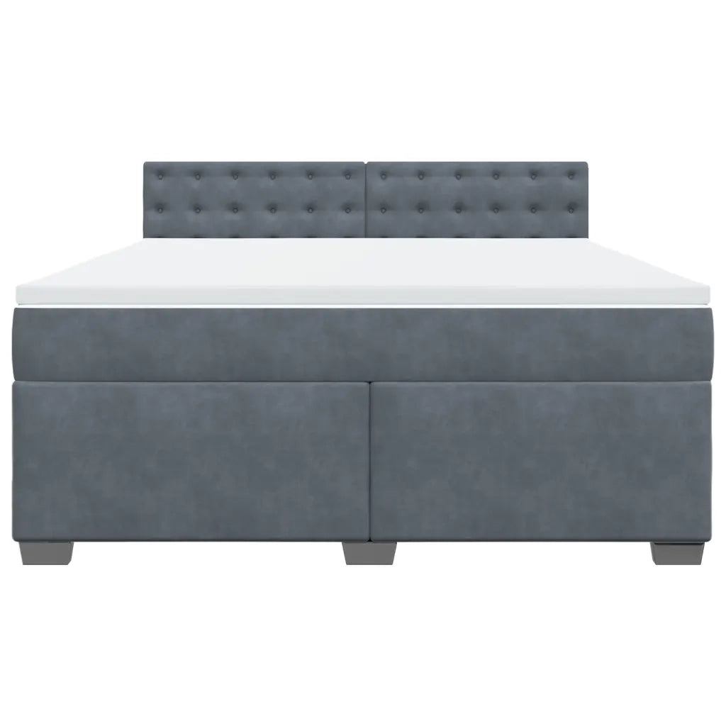 Giroletto a Molle con Materasso Grigio Scuro 180x200 cm Velluto