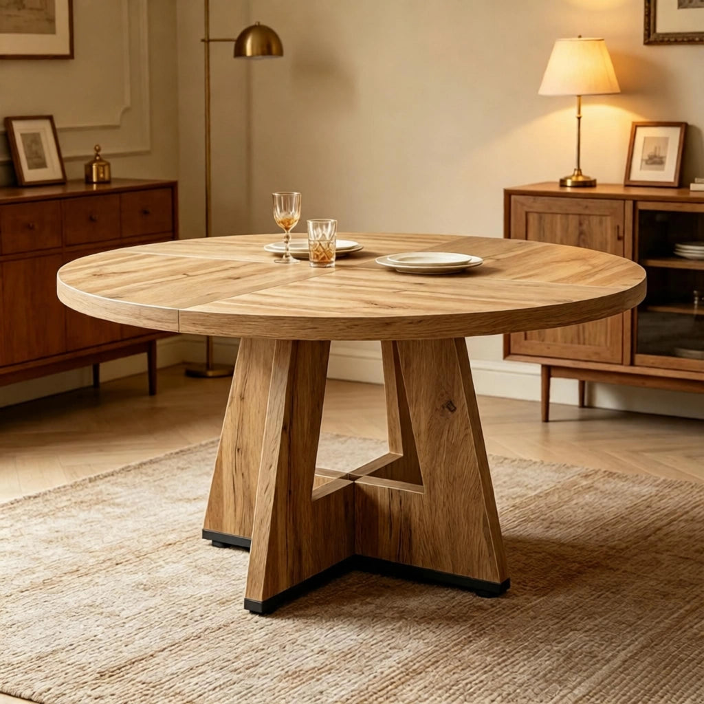 TAVOLO ROTONDO da pranzo 120 cm Legno naturale, solo tavolo