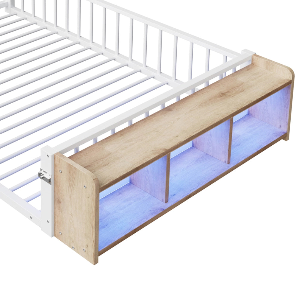 Letto per bambini in metallo con LED e vano 140x200 cm