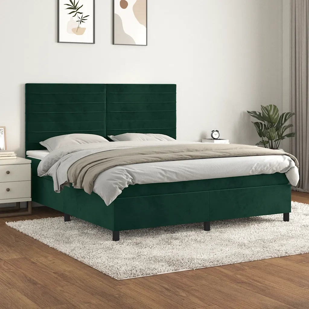 Giroletto a Molle con Materasso Verde Scuro 180x200 cm Velluto 3143100