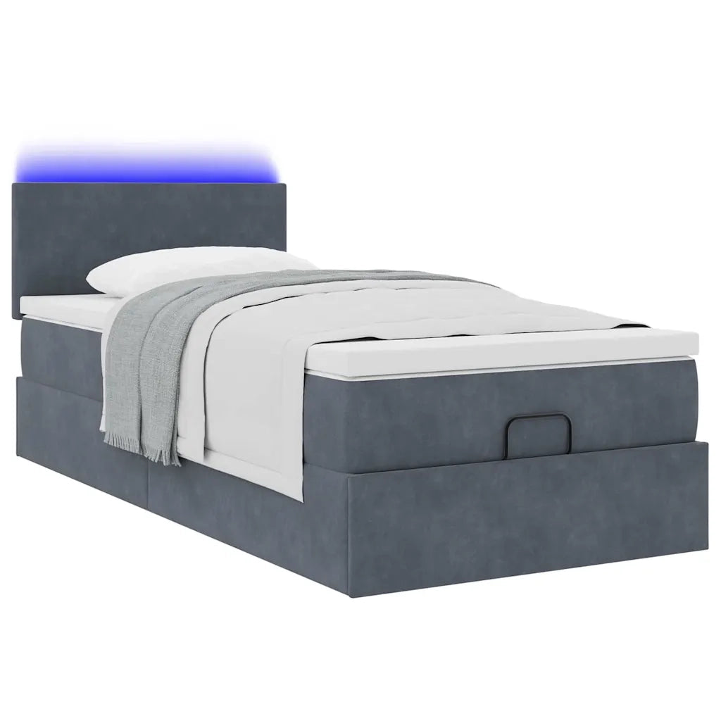 Struttura Letto Pouf con Materasso 90x200 cm in Velluto 3312525