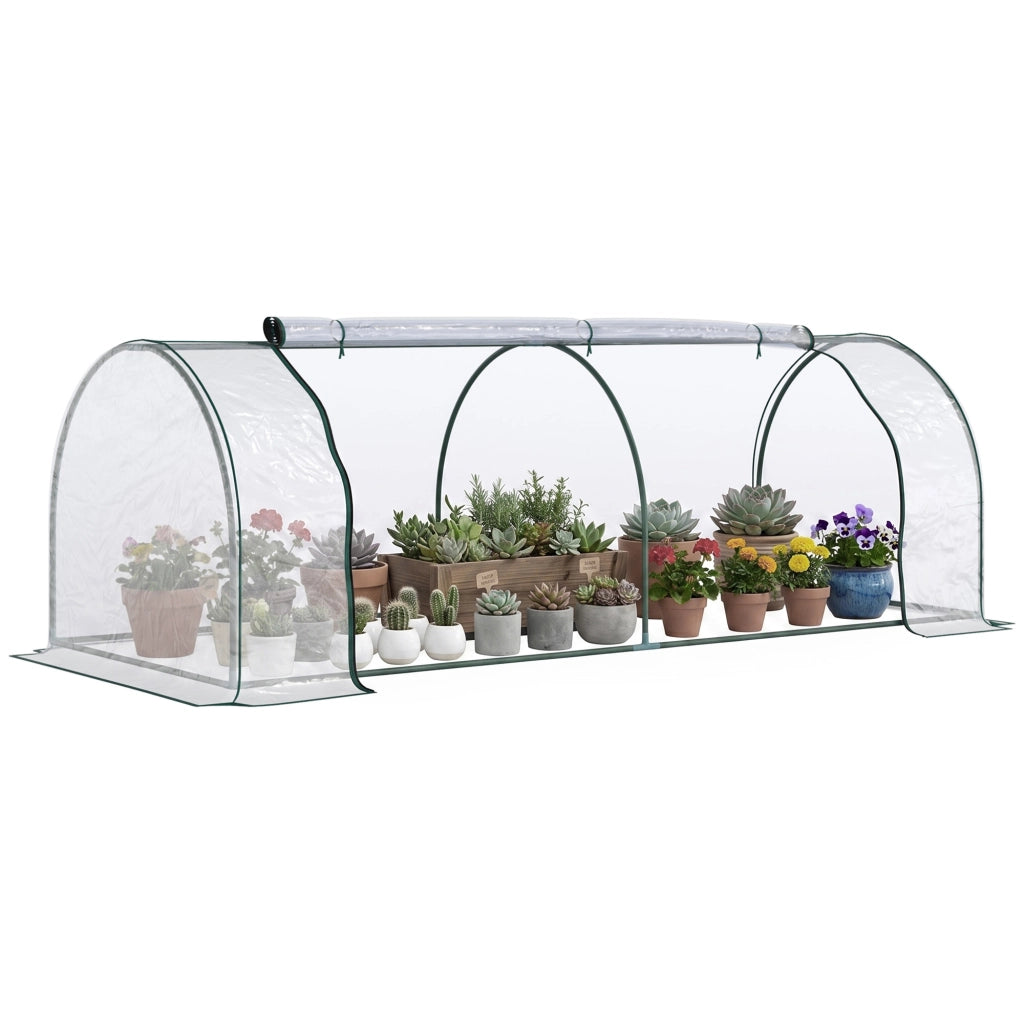 Serra da giardino con porta ¨C zephmum ¨C verde, acciaio e plastica, 250x100x80 cm