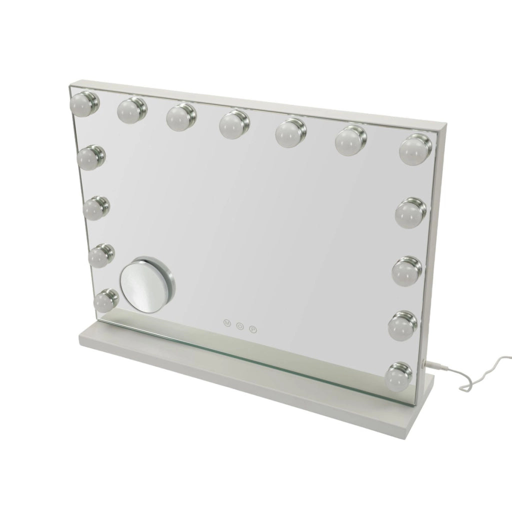 Specchio da Tavolo VKH1055, Bianco, Vetro, 55x14x43 cm