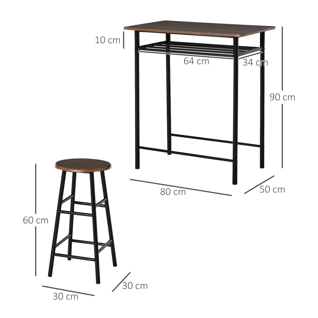 TAVOLO BAR Set da 3 pezzi 80 x 50 x 90 cm MDF Nero