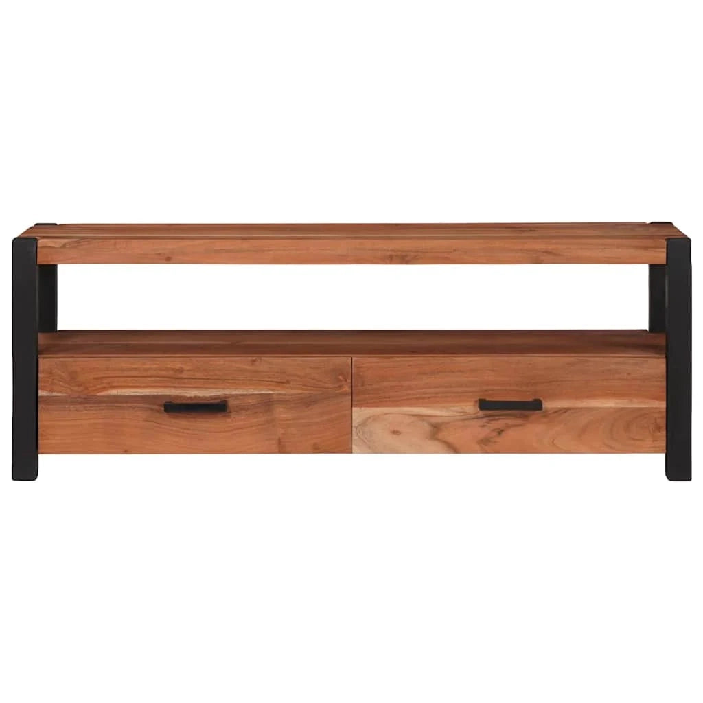 Mobile TV compatto con contenitore per soggiorno 110 x 30 x 40 cm legno massello di acacia marrone 02_0058059