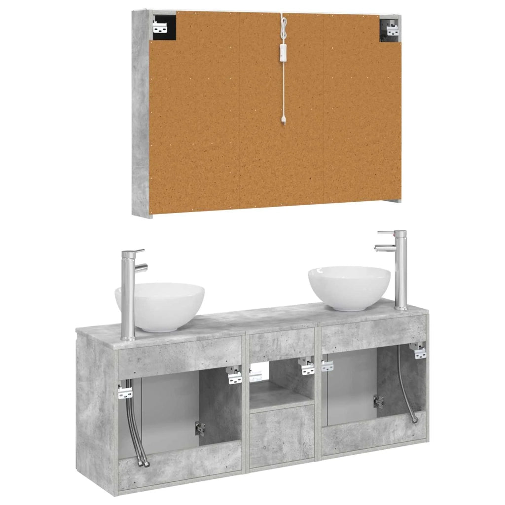 Set di Armadi da Bagno 4 pcs Grigio Cemento 3406346