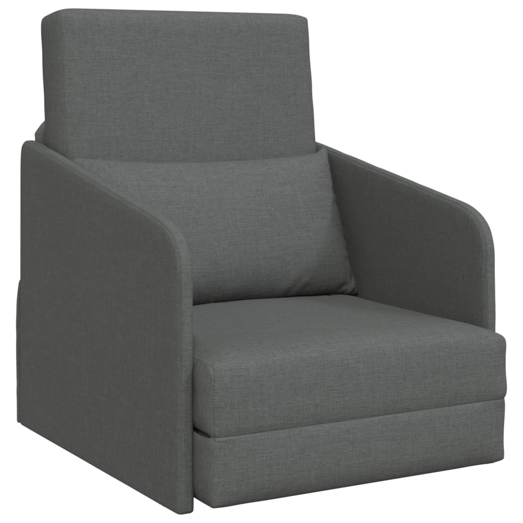 Divano Letto Pieghevole 2-in-1 Grigio Scuro 65x80x83 cm Tessuto