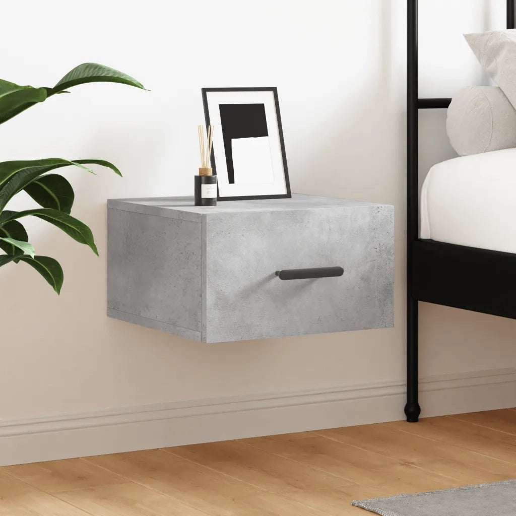 Comodino a Muro-Tavolino da notte sospeso Grigio Cemento 35x35x20 cm 750277