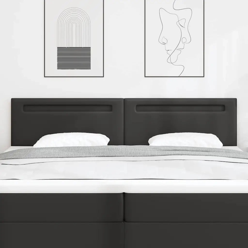 Testiera LED-Testata con LED-Testiera Decorativa Nero 200 cm Pelle Sintetica