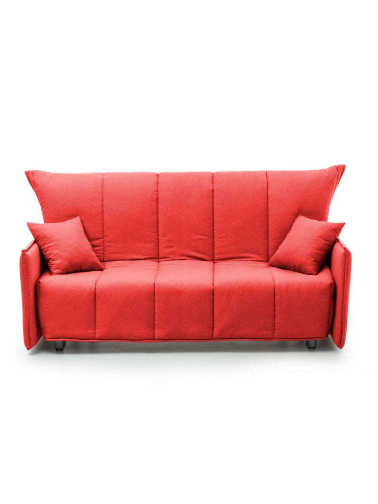 Divano Letto Ardis, Divano a 3 posti, Made in Italy, SofÒ  Soggiorno con apertura a carrello con apertura a carrello, in tessuto imbottito, con Braccioli standard, cm 190x90h85, colore Rosso