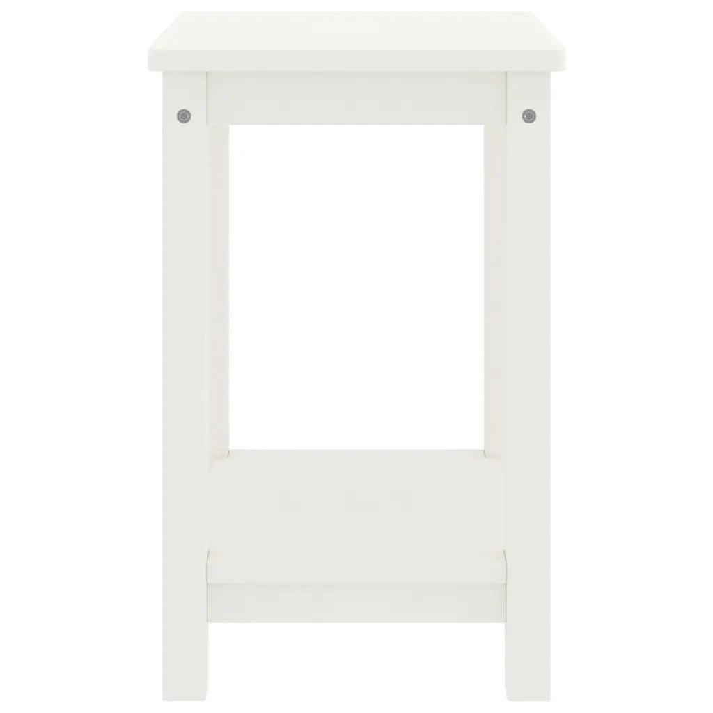 Comodino-Tavolino da notte Bianco 35x30x47 cm in Legno Massello di Pino