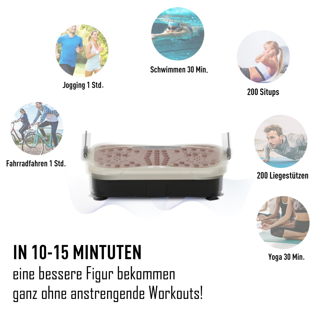 Piattaforma Vibrante con Altoparlante USB, Display LED, Bande Elastiche e Telecomando