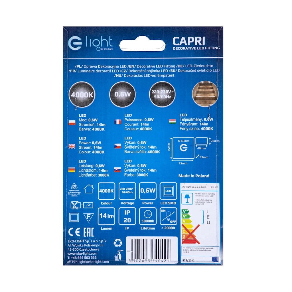 Segnapasso LED CAPRI Eko-Light 0,6W 4000K bianco/argento EKS0421