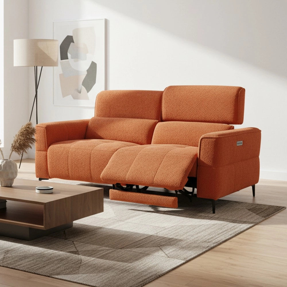 Divano recliner Luxora 3 posti elettrico in tessuto aragosta 197 cm