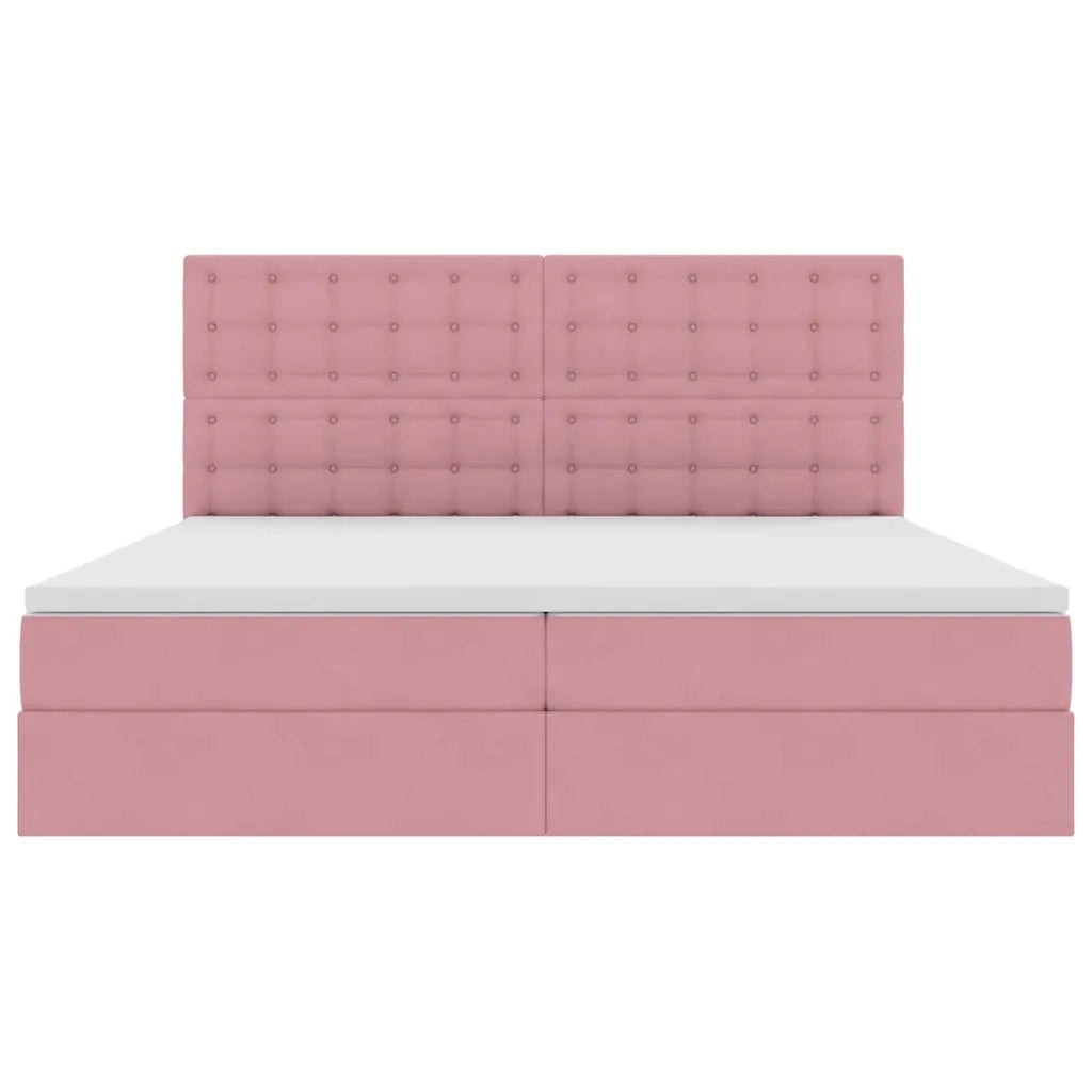 Letto con contenitore e materasso Rosa 200 x 200 cm Velluto