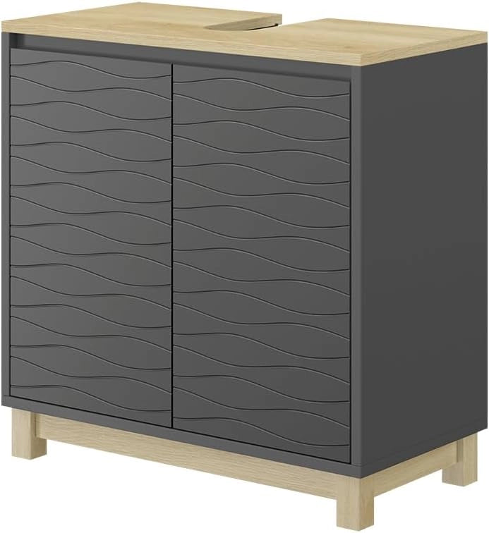 Mobiletto per lavabo Livia, Antracite, 60 x 60 cm con 2 porte