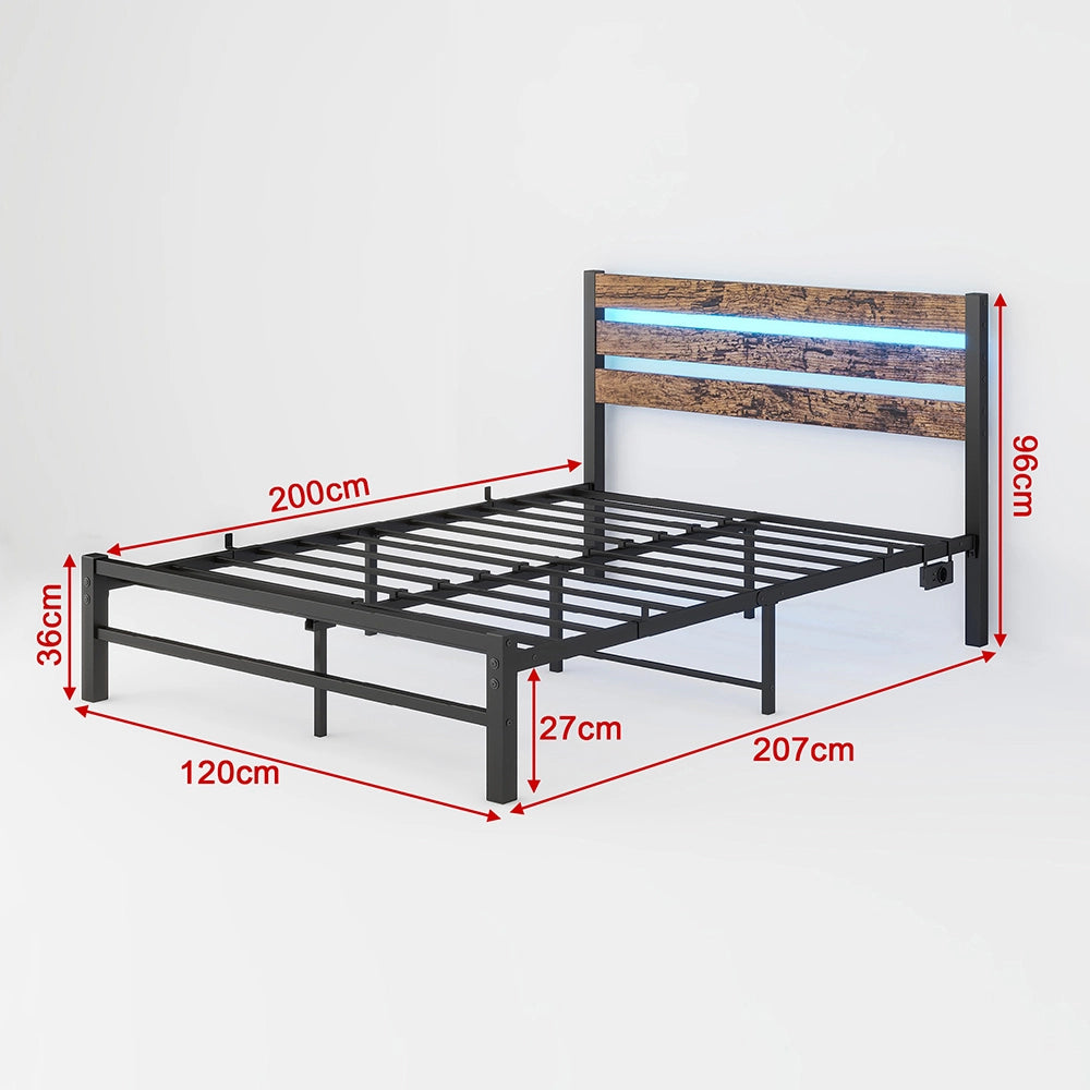 Letto metallo - Xylo - 120x200 cm USB compatto