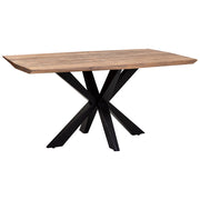 Tavolo da pranzo bordo conico in legno di acacia con finitura ruggine 160x90x76