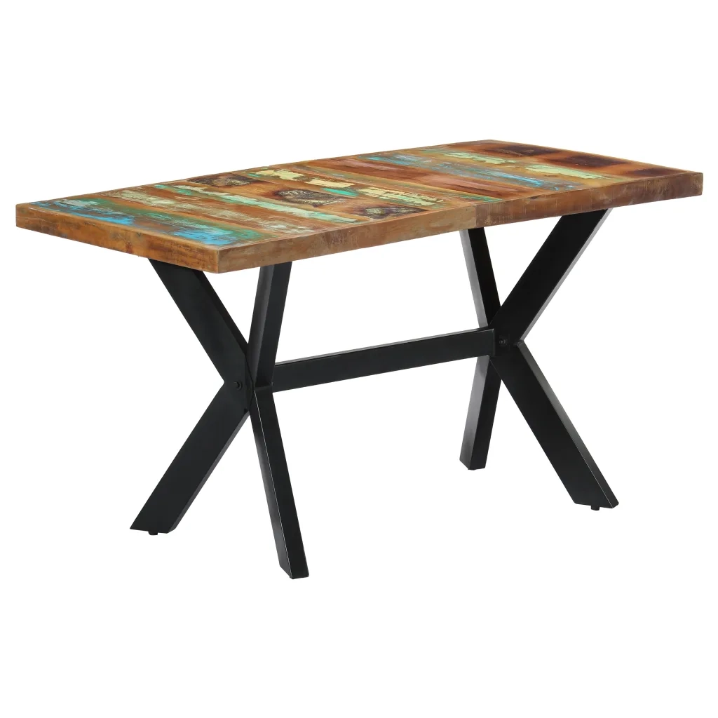 Tavolo da Pranzo 140x70x75 cm in Legno Massello di Recupero 247439