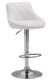 Sgabello Lazio in similpelle bianco,cromo