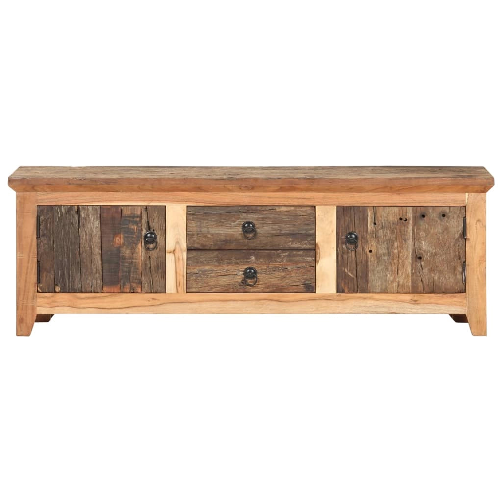 Mobile TV multimediale mensola TV credenza TV per sala da pranzo soggiorno camera da letto 120 x 30 x 40 cm legno massello di acacia e legno di recupero marrone 02_0025810