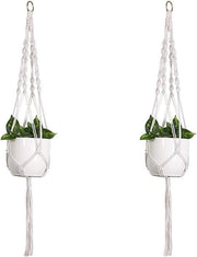 Due Set di Corda Macramè per Vasi da Giardino con Trecce da 105CM