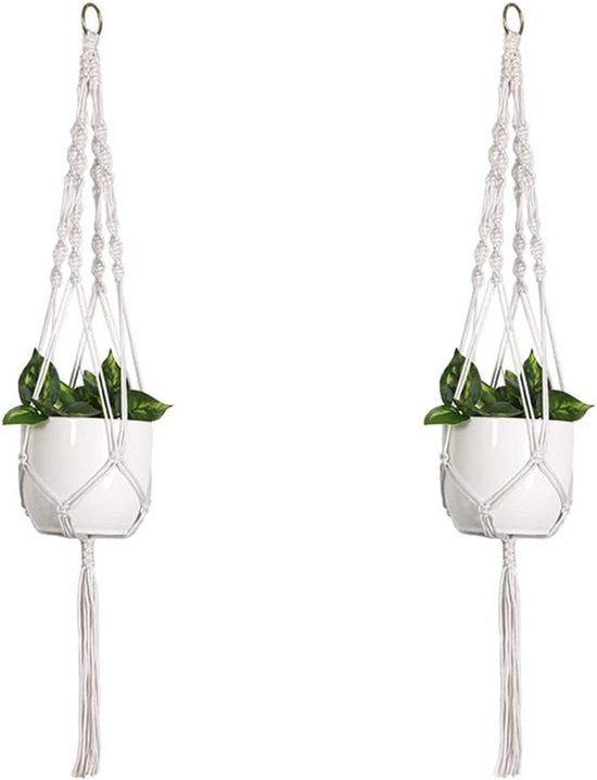 Due Set di Corda Macramè per Vasi da Giardino con Trecce da 105CM
