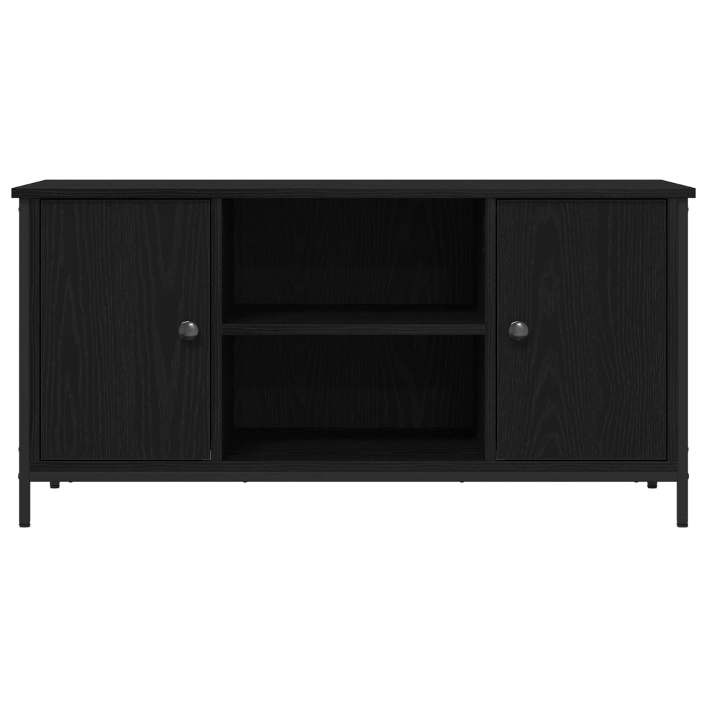 Mobile TV  Nero Rovere 100x40x50 cm In Legno Ingegnerizzato e Acciaio